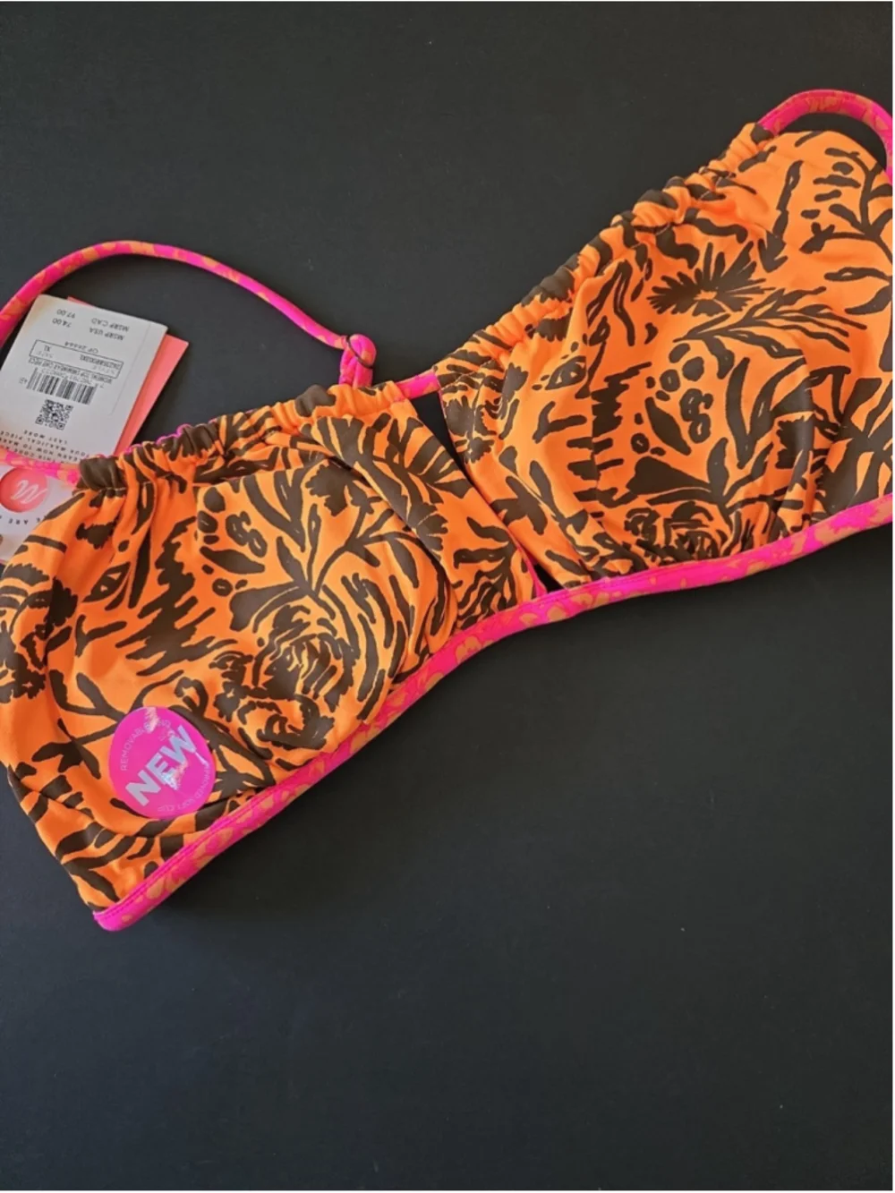 Maaji Women’s Swimwear Top XL Reversible NWT Pink Orange Black Gold (D-09)